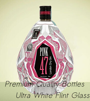 Buy PINK 47 GIN GLASS BOTTLE GIN GLASS BOTTLE WITH DIAMOND CUT EDGES online manufacture