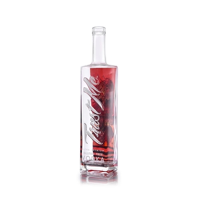Buy Embossed Lettering Luxury Spirits Bottle 900g 750ml Clear Glass Bottles online manufacture